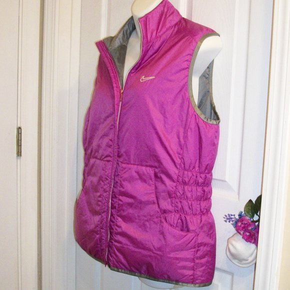 NIKE GOLF Sz L Activewear Full Zip Vest Purple Gray Inside Zip Pockets - Picture 2 of 9